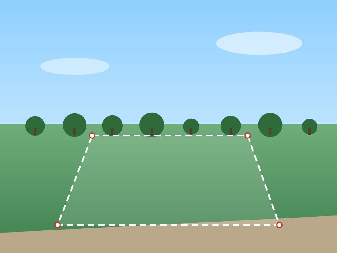 Placeholder illustration of a large plot of land beside a road